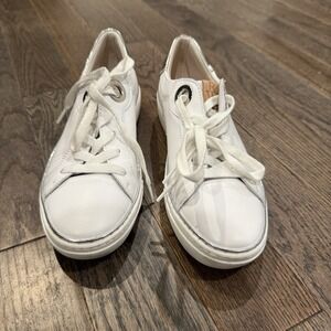 Ron White Leather Sneakers White with Silver Trim Made in Italy Size 8.5/9 Luxe